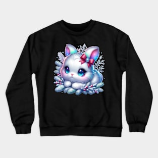 Snow Bunny Rabbit Cute Christmas Kawaii Chibi Animal Crewneck Sweatshirt